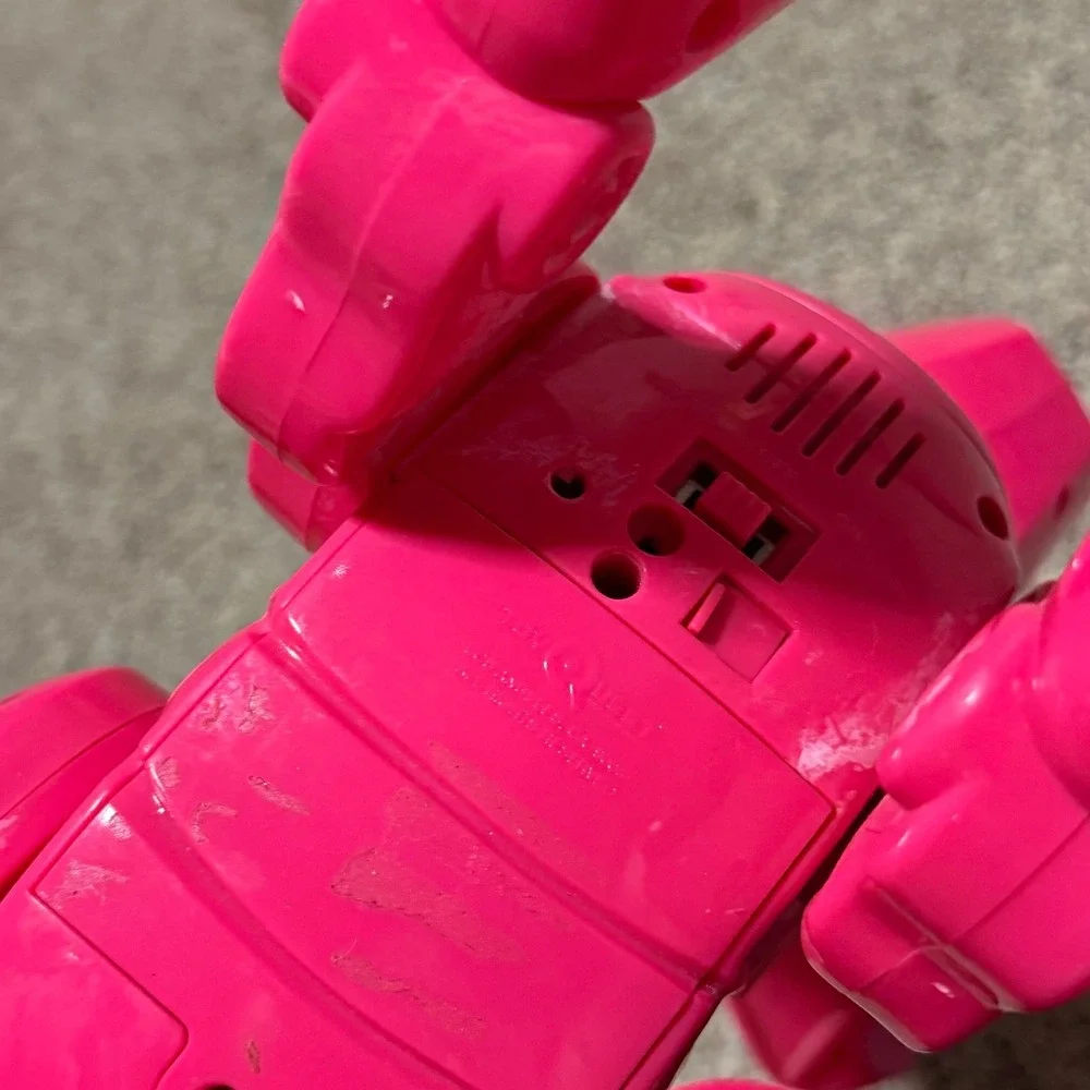 Vintage Pink Robot Dog Interactive Electronic Toy Light Up Eyes Tested Works